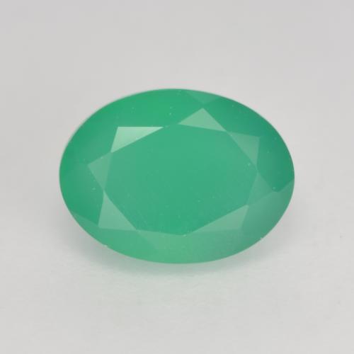 1.37캐럿 천연 미디엄 그린 아게이트, 타원형 컷, 7.9×5.8 mm, 투명한