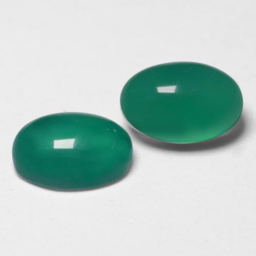 1.08캐럿 천연 미디엄 딥 그린 아게이트 보석, 타원형 컷, 5.9×4.1 mm, 투명한