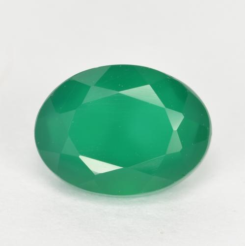 1.32캐럿 천연 따뜻한 녹색 아게이트, 타원형 컷, 7.9×5.8 mm, 투명한