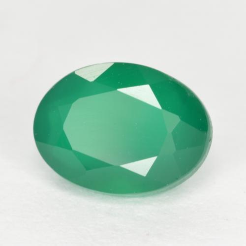 1.32캐럿 천연 따뜻한 녹색 아게이트, 타원형 컷, 7.9×5.8 mm, 투명한