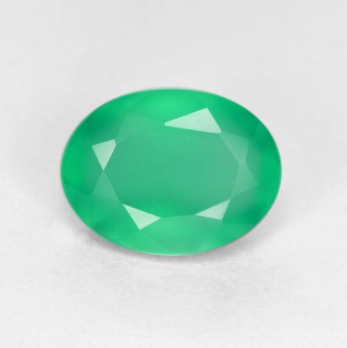 1.12캐럿 천연 라이트 바질 그린 아게이트, 타원형 컷, 7.9×6 mm, 투명한