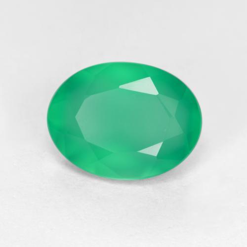 1.12캐럿 천연 라이트 바질 그린 아게이트, 타원형 컷, 7.9×6 mm, 투명한