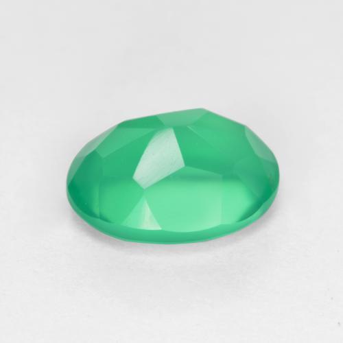 1.12캐럿 천연 라이트 바질 그린 아게이트, 타원형 컷, 7.9×6 mm, 투명한