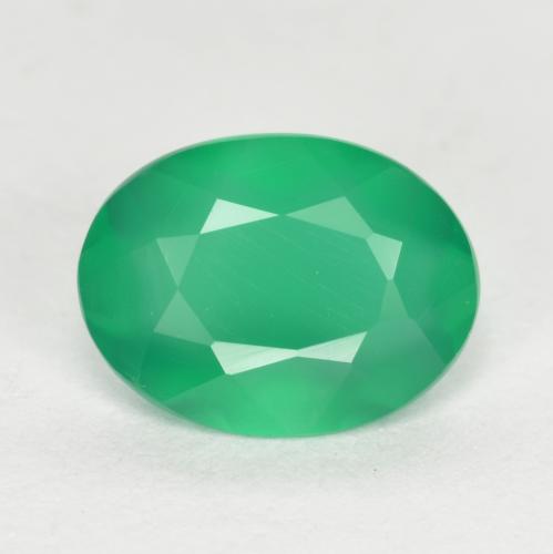 1.04캐럿 천연 미디엄 그린 아게이트, 타원형 컷, 8.1×6.1 mm, 투명한