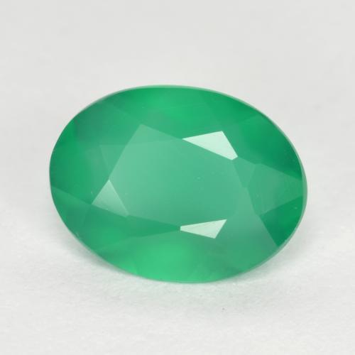 1.04캐럿 천연 미디엄 그린 아게이트, 타원형 컷, 8.1×6.1 mm, 투명한
