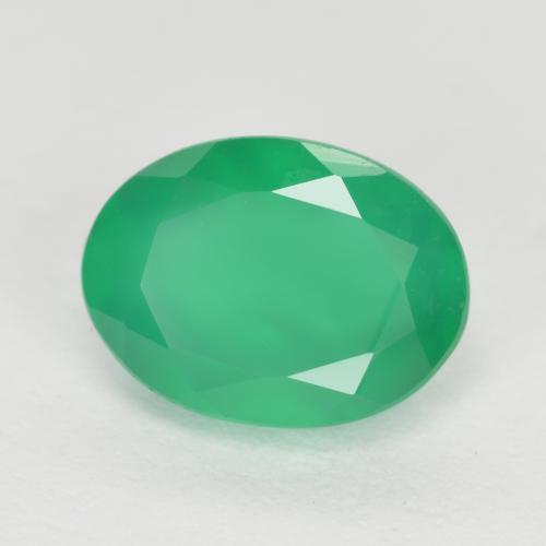 1.15캐럿 천연 미디엄 그린 아게이트, 타원형 컷, 7.9×5.9 mm, 투명한