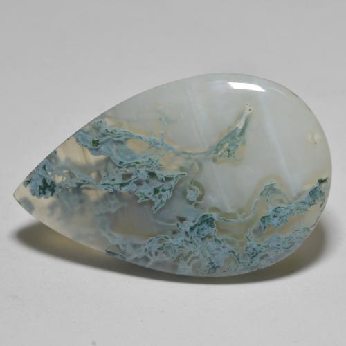 27.73캐럿 천연 멀티컬러 아게이트, 배 모양, 34.6×21.8 mm, 투명한