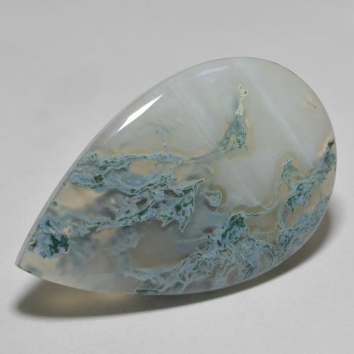 27.73캐럿 천연 멀티컬러 아게이트, 배 모양, 34.6×21.8 mm, 투명한