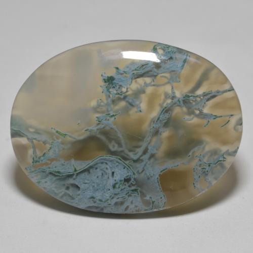 30.79캐럿 천연 멀티컬러 아게이트, 타원형 컷, 31.8×23.8 mm, 투명한