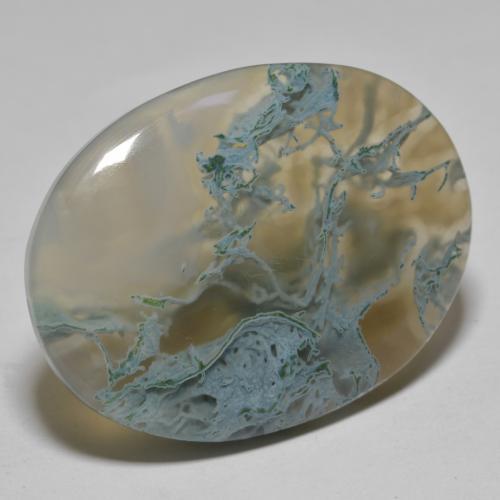 30.79캐럿 천연 멀티컬러 아게이트, 타원형 컷, 31.8×23.8 mm, 투명한