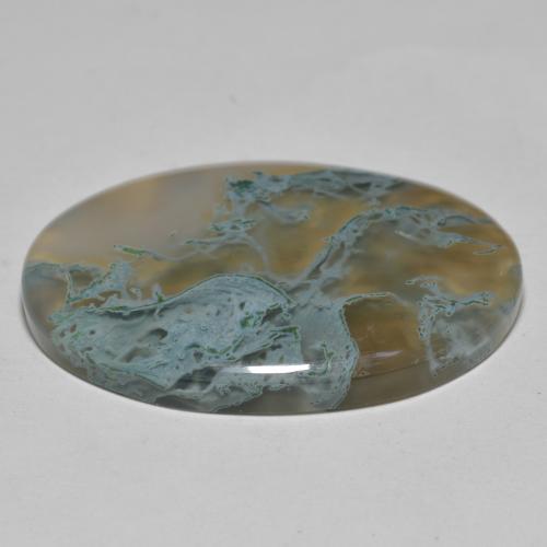 30.79캐럿 천연 멀티컬러 아게이트, 타원형 컷, 31.8×23.8 mm, 투명한