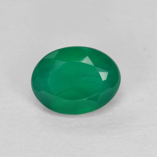 1.04캐럿 천연 따뜻한 녹색 아게이트, 타원형 컷, 7.4×5.6 mm, 투명한