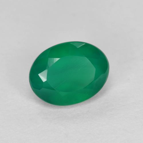 1.04캐럿 천연 따뜻한 녹색 아게이트, 타원형 컷, 7.4×5.6 mm, 투명한