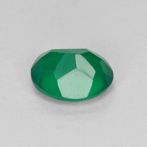 1.04캐럿 천연 따뜻한 녹색 아게이트, 타원형 컷, 7.4×5.6 mm, 투명한