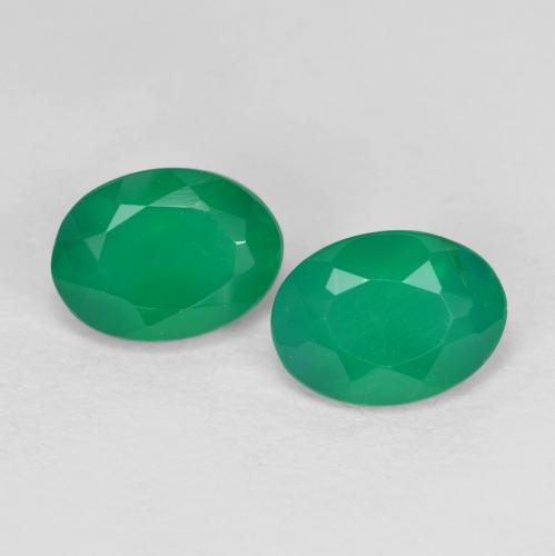 1.35캐럿 천연 미디엄 그린 아게이트 보석, 타원형 컷, 7×5.1 mm, 투명한