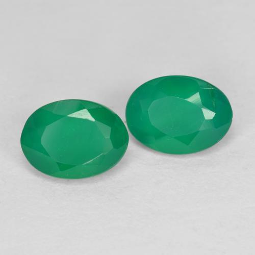 1.35캐럿 천연 미디엄 그린 아게이트 보석, 타원형 컷, 7×5.1 mm, 투명한