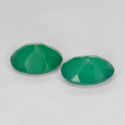 1.35캐럿 천연 미디엄 그린 아게이트 보석, 타원형 컷, 7×5.1 mm, 투명한