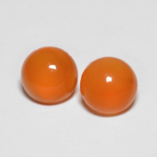 1.51캐럿 천연 미디엄 오렌지 아게이트 보석, 라운드 컷, 6.00 mm, 투명한
