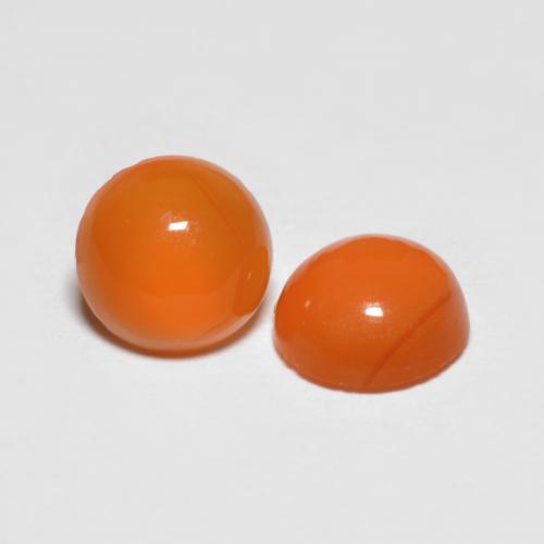 1.51캐럿 천연 미디엄 오렌지 아게이트 보석, 라운드 컷, 6.00 mm, 투명한