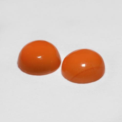 1.51캐럿 천연 미디엄 오렌지 아게이트 보석, 라운드 컷, 6.00 mm, 투명한