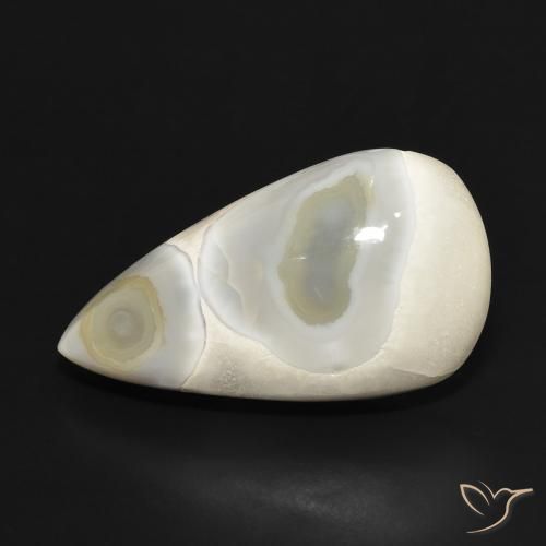 18.68ct 자연스러운 여러 가지 빛깔의 흰색 마노, 배 모양, 불투명체
