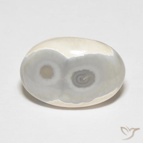 18.84ct 자연스러운 여러 가지 빛깔의 흰색 마노, 타원형, 불투명체