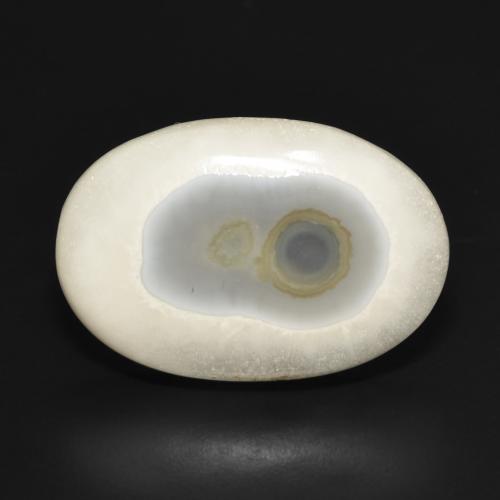 19.82ct 자연스러운 여러 가지 빛깔의 흰색 마노, 타원형, 불투명체