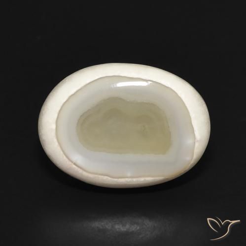 8.72ct 자연스러운 여러 가지 빛깔의 흰색 마노, 타원형, 불투명체