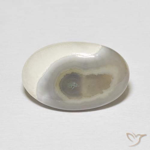 11.57ct 자연스러운 White Cream 마노, 타원형, 불투명체