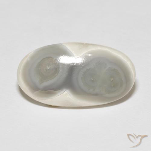 16.39ct 자연스러운 크림 화이트 마노, 타원형, 불투명체