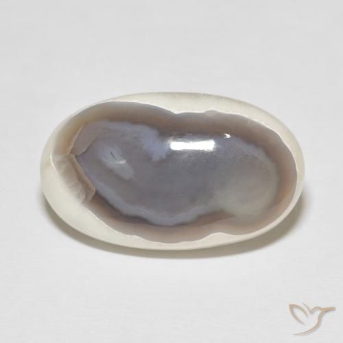 22.38ct 자연스러운 여러 가지 빛깔의 흰색 마노, 타원형, 불투명체