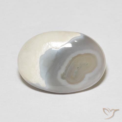 8.92ct 자연스러운 여러 가지 빛깔의 흰색 마노, 타원형, 불투명체