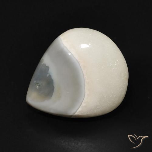 7.58ct 자연스러운 오프 화이트 마노, 배 모양, 불투명체, Photo A