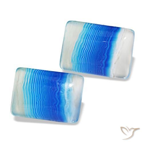 16.94캐럿 천연 멀티컬러 블루 마노 보석, 바게트, 투명한