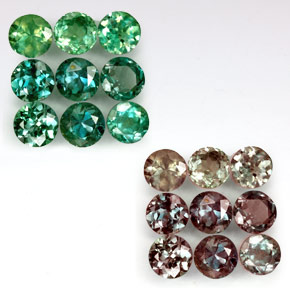 캐럿 천연 녹색/빨간색 알렉산더 보석 보석, 라운드 컷, VS