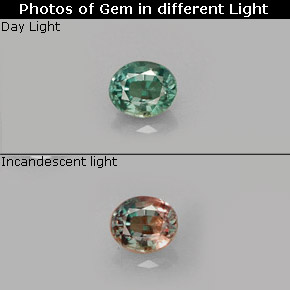 0.33캐럿 천연 그린/레드 알렉산드라이트, 타원형 컷, 4.4×3.7 mm, VS-SI