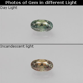0.37캐럿 천연 그린/레드 알렉산드라이트, 타원형 컷, 5×2.6 mm, VVS-VS