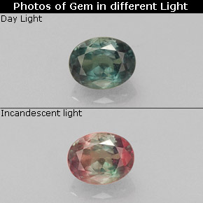 0.23캐럿 천연 그린/레드 알렉산드라이트, 타원형 컷, 4×3.1 mm, VS