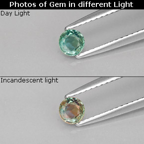 0.27캐럿 천연 녹색/빨간색 알렉산더 보석, 라운드 컷, VVS-VS