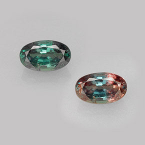 0.82캐럿 천연 그린/레드 알렉산드라이트, 타원형 컷, 6.6×4 mm, VS