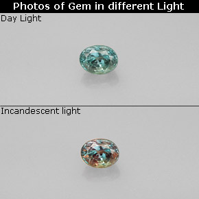0.31캐럿 천연 그린/레드 알렉산드라이트, 타원형 컷, 4.2×3.2 mm, VVS-VS