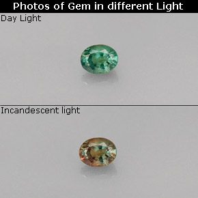 0.26캐럿 천연 녹색/빨간색 알렉산더 보석, 타원형 컷, VVS-VS