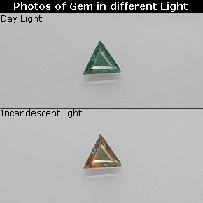 0.12캐럿 천연 그린/레드 알렉산드라이트, 트릴리언, 3.7×3.2 mm, VS