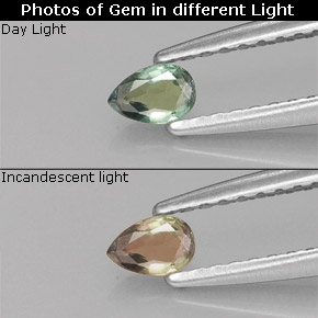 0.16캐럿 천연 녹색/빨간색 알렉산더 보석, 배 모양, VVS-VS