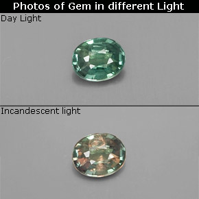 0.12캐럿 천연 녹색/빨간색 알렉산더 보석, 타원형 컷, VS