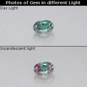 0.11캐럿 천연 그린/레드 알렉산드라이트, 타원형 컷, 3.2×2.1 mm, VS
