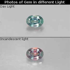 0.13캐럿 천연 녹색/빨간색 알렉산더 보석, 타원형 컷, VS