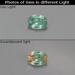 0.10캐럿 천연 그린/레드 알렉산드라이트, 타원형 컷, 3.5×2.5 mm, VS