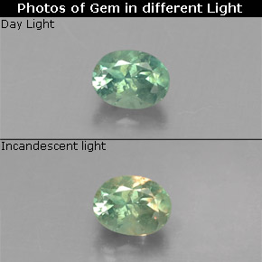 0.20캐럿 천연 그린/레드 알렉산드라이트, 타원형 컷, 3.7×2.8 mm, VS