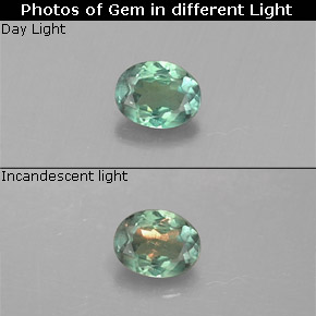 0.13캐럿 천연 그린/레드 알렉산드라이트, 타원형 컷, 3.5×2.7 mm, VS